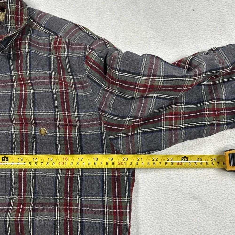 LL Bean Sherpa Lined Scotch‎ Plaid Shirt Jacket Men's S Shacket Slightly Fitted